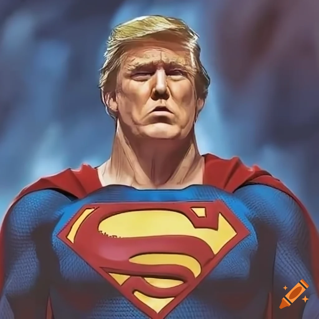 satirical image of Donald Trump as Superman