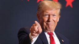 CEDAR RAPIDS, IOWA - OCTOBER 07: Republican presidential candidate former President Donald Trump arrives for a rally on October 07, 2023 in Cedar Rapids, Iowa. The rally is the second of two the former president hosted in Iowa today. (Photo by Scott Olson/Getty Images)